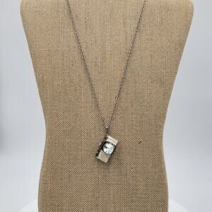 Silver Tone Camera Charm Pendant Rhinestone Accent Necklace Photographer Jewelry